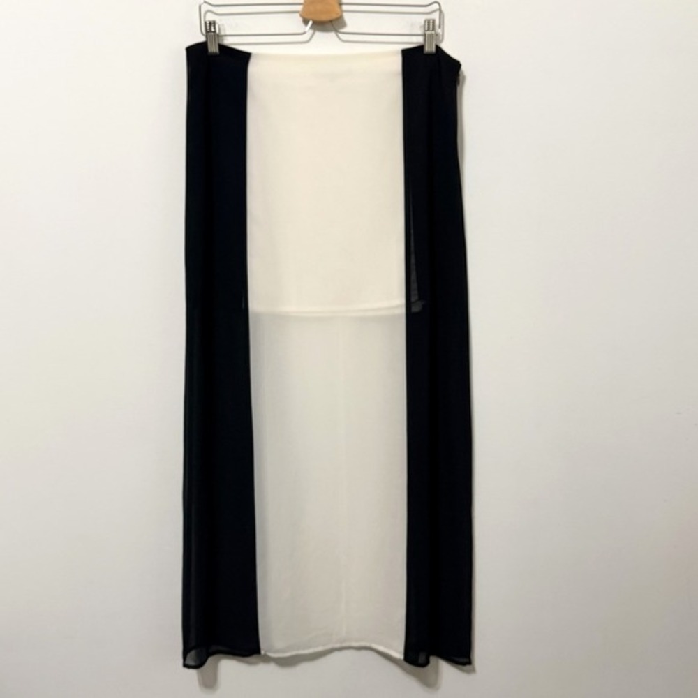 Gianni Bini Skirt 12 Midi Black White Colorblock Chiffon Lined Party Classic NEW